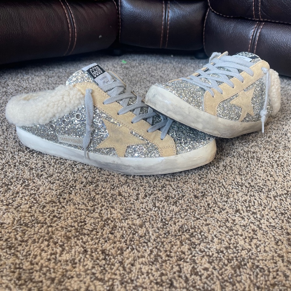 Golden Goose Superstar Sparkle Mule Sz 42